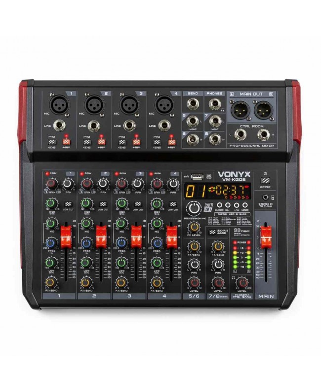 Vonyx VM-KG08 MusMix 8ch/BT/DSP/USB Rec Analog Mixer
