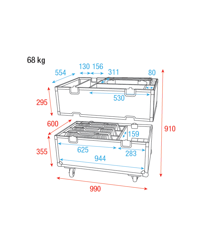 INFINITY Case for 3x Raccoon S420/4 and W40/4 With accessory compartments Cases for spotlights