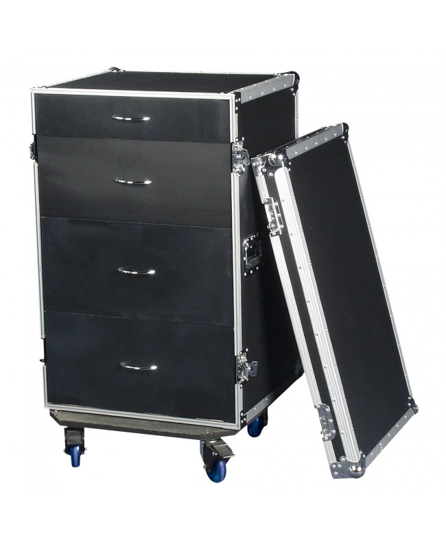 SHOWGEAR Schubladenkoffer 16U Multi-purpose - Lenkrollen mit Bremse