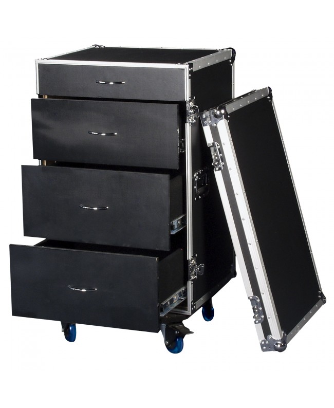 SHOWGEAR Drawer Case 16U Multi-purpose - swivel castors with break