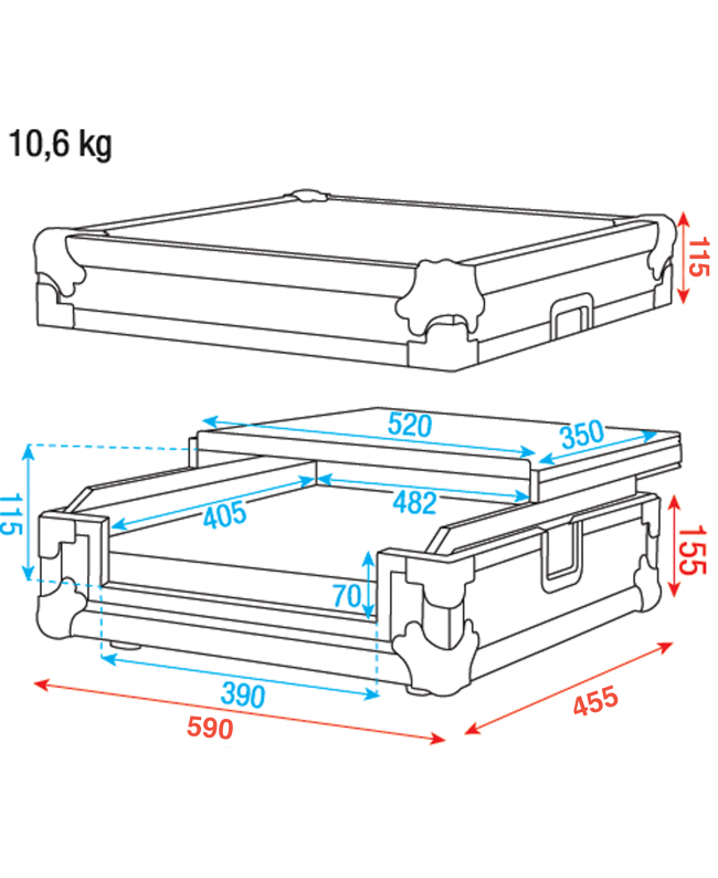 SHOWGEAR Universal Case 2-Ch DJ Control Mit Schaumstoff und Filzfutter - mit Klettverschluss