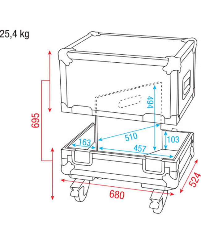 DAP Case for 2x M15 monitor Divider with handle for easy lifting