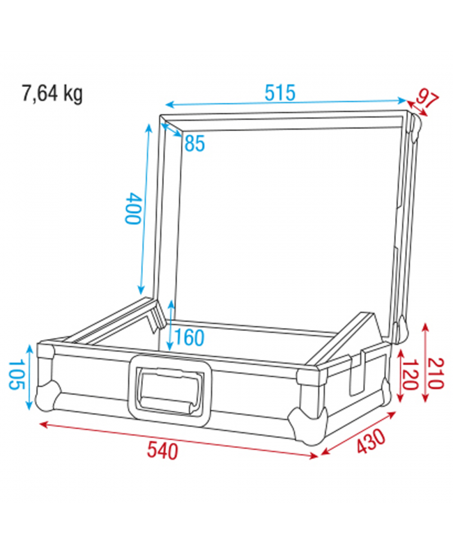 SHOWGEAR 19 Mischpultgehäuse 8U mit Kabelöffnung Mixer-Cases