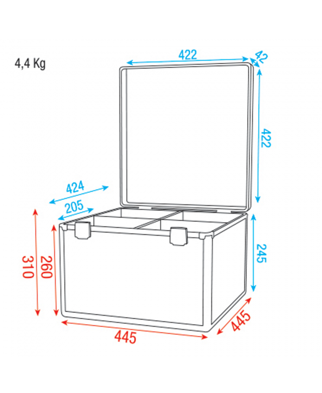 SHOWGEAR Case for 4x LED Par 56 Linea Value - con cinghie elastiche a gancio e anello