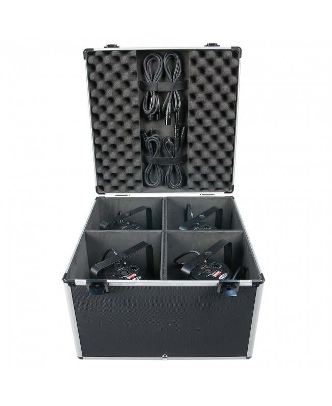 SHOWGEAR Case for 4x LED Par 56 Linea Value - con cinghie elastiche a gancio e anello
