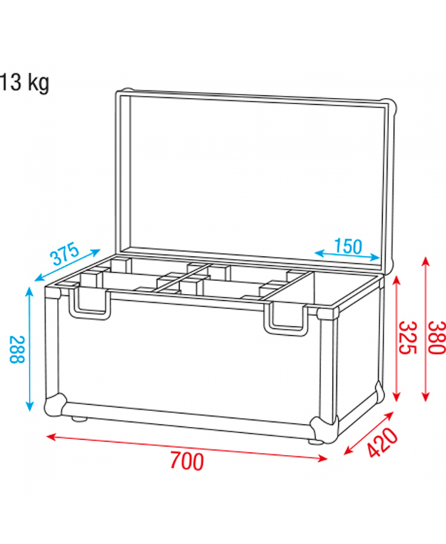 SHOWTEC Koffer für 4x Kanjo 10 / 60 mit Zubehörfach Movinglight-Cases
