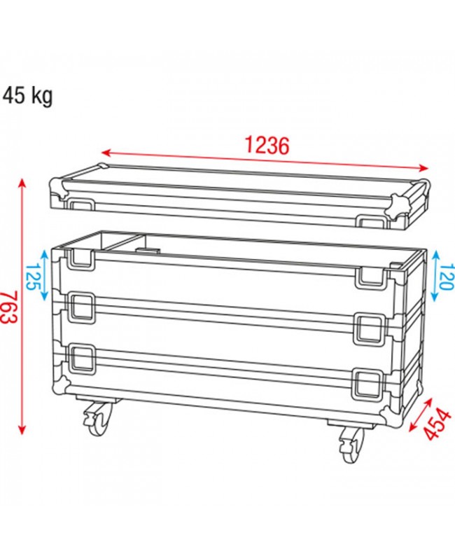 SHOWTEC Case for 12x Sunstrip Active 3 sezioni impilabili con scomparto per gli accessori Custodie per proiettori