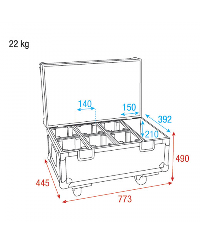 SHOWTEC Case for 6x Stage Blinder 1 LED With accessory compartment