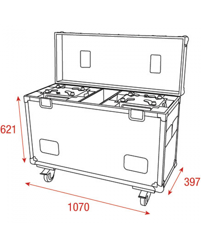 SHOWTEC Case for 2x Phantom 250 Spot With accessory compartment Cases for moving lights