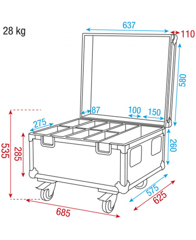 SHOWTEC Tasche für 8x Compact Par 7/18 mit Zubehörfach Scheinwerfer-Cases