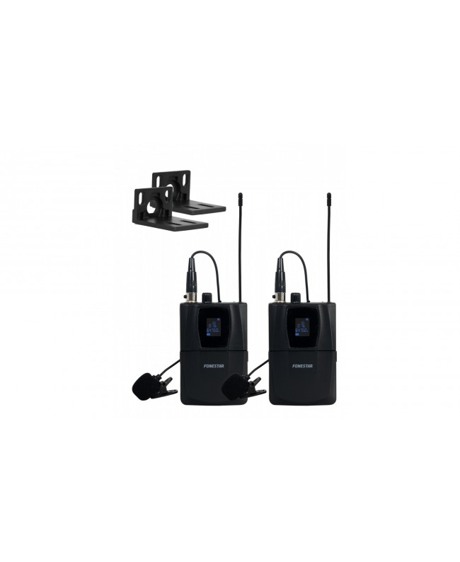 Fonestar Sistema Microfonico Wireless UHF Condoppio Microfono da Cintura Sistema wireless Headset