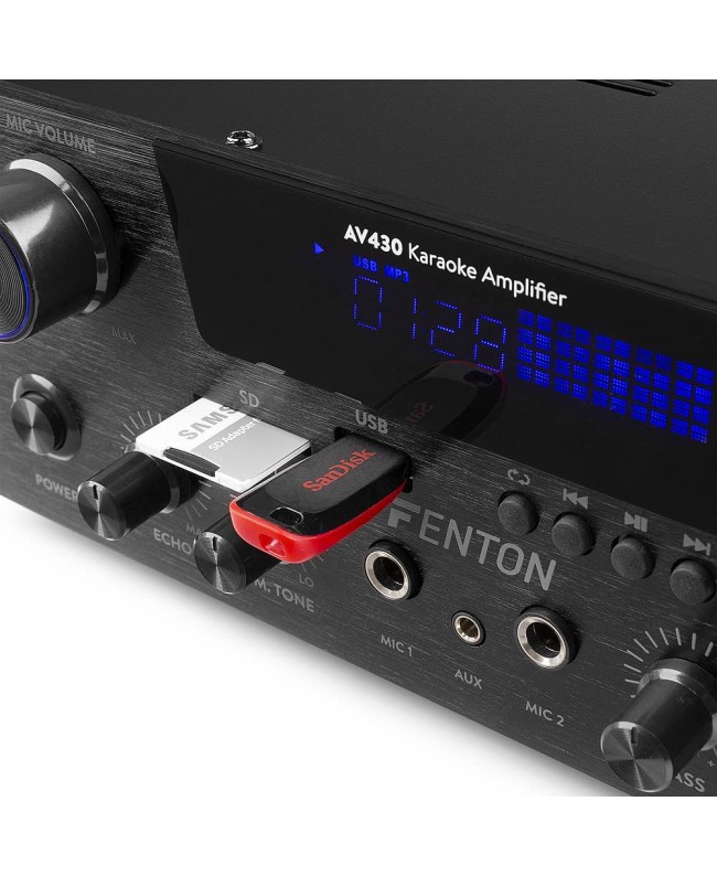Fenton AV430B Verstärker 2x300W BT Bl. Hi-Fi Mediaplayer