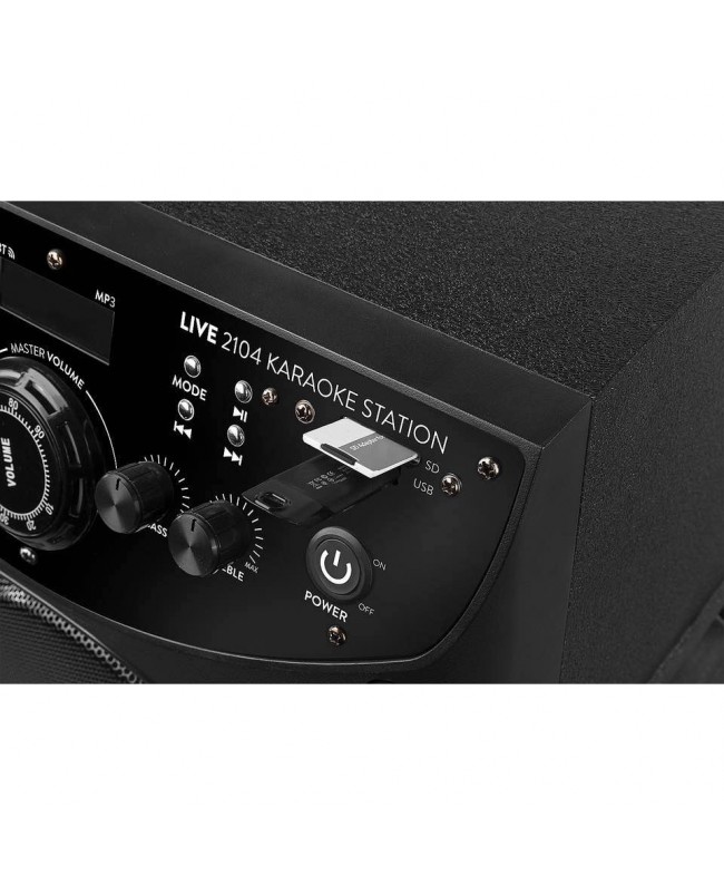 Fenton LIVE2104 KaraokeStat.2x10USB,2XMic Akkubetriebene PA-Lautsprecher
