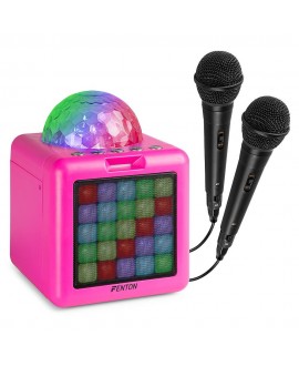 Fenton KAR15P Karaoke Sp.2Mic.BT.LED Batt Pnk Altoparlanti Hi-Fi