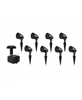Omnitronic Set GSUB-8 Bodeneinbau-Subwoofer + 8x PS-2.5GS Projektorlautsprecher, schwarz 100 V Außenlautsprecher