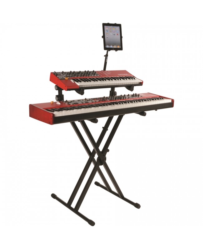 Quik Lok QL/642 Supporto Professionale per 2 Tastiere con Struttura X e Telaio Doppio Supporti per tastiere