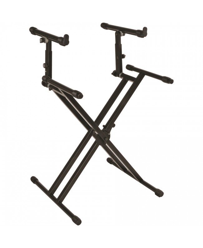 Quik Lok QL/742 Supporto Professionale per 2 Tastiere con Struttura X e Telaio Doppio