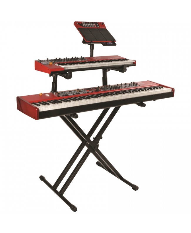 Quik Lok QL/742 Professioneller Ständer für 2 Keyboards mit X-Rahmen und Doppelrahmen Keyboard-Ständer