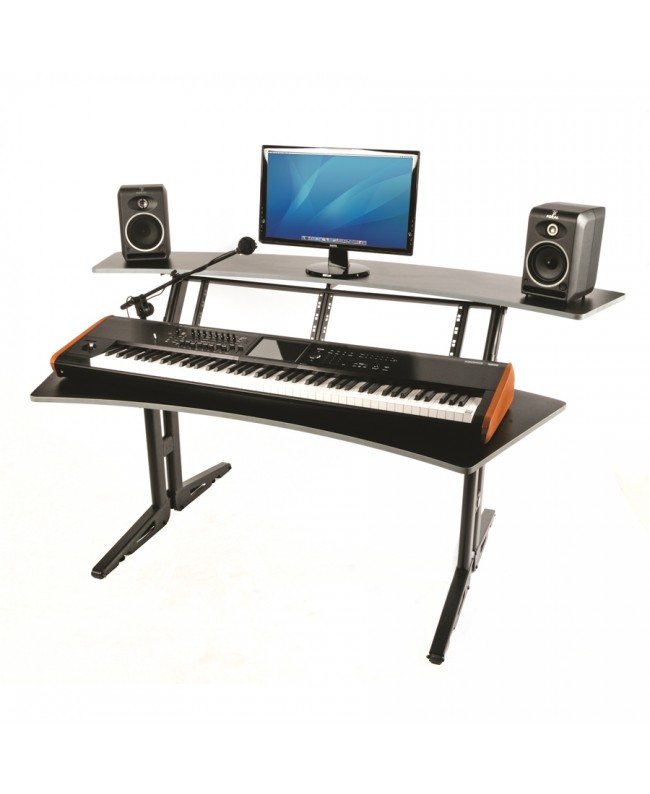 Quik Lok Z/630 BK Workstation a 2 Ripiani Mobili da Studio