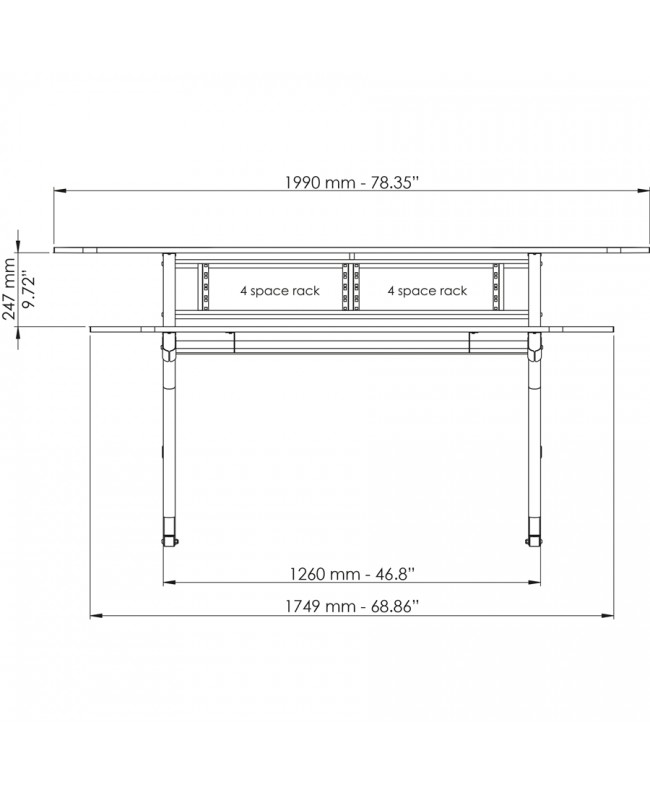 Quik Lok Z/630 BK Workstation a 2 Ripiani