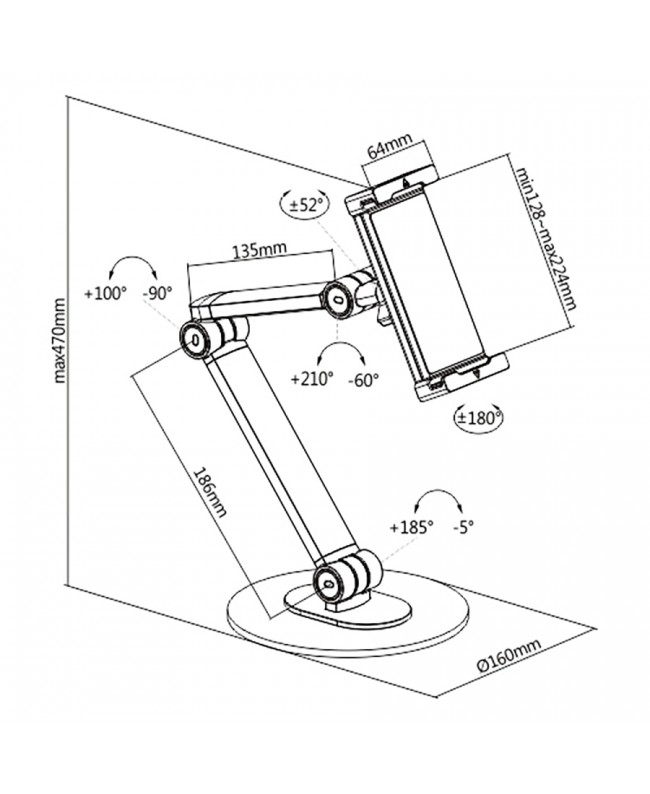 Quik Lok TST/001 Supporto da Tavolo per Tablet e Smartphone
