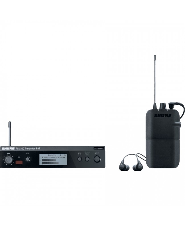 Shure P3TER112GR trasmettitore P3TE, ricevitore P3R, auricolari SE112. (L19)
