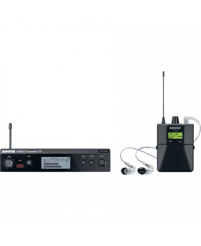 Shure P3TERA215CL trasmettitore P3TE, ricevitore P3R, auricolari SE215. (L19)