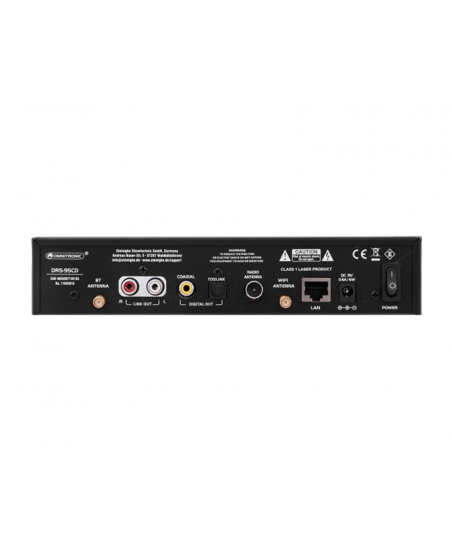 Omnitronic DRS-95CD Internet Radio with DAB+, Bluetooth and CD Player Stereo CD/Media-Player/Recorders