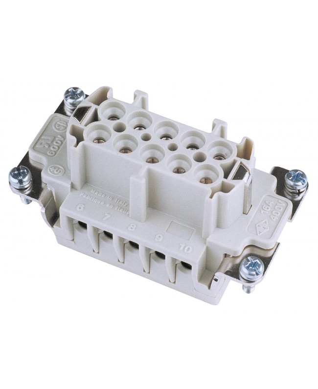 Ilme Socket Insert 10-pin 16A, Screw Terminal