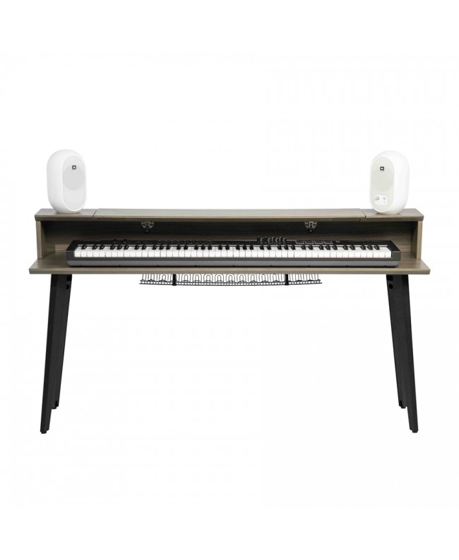 Gator Frameworks GFW-ELITEKEYTBL88-GRY Workstation in legno per tastiere fino a 88 tasti, colore grigio driftwood Studiomöbel