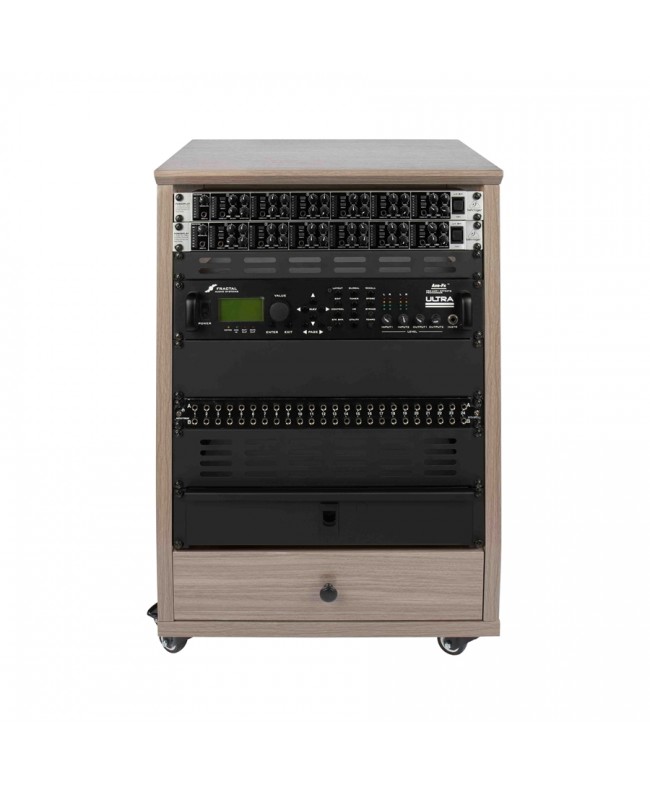 Gator Frameworks GFW-ELITESTUDIORK12-GRY Rack da studio inclinato 12 unità con finitura grigia in legno Driftwood Rack 19"