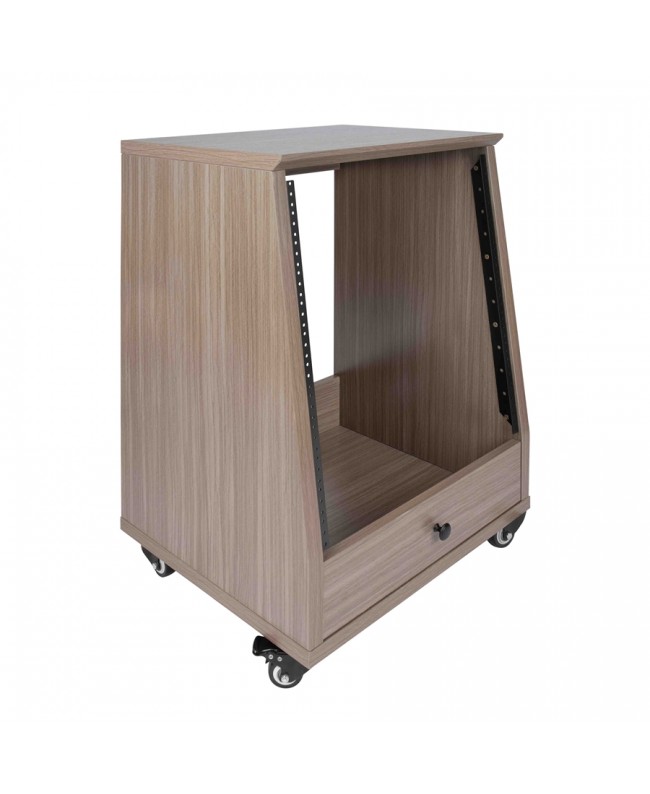 Gator Frameworks GFW-ELITESTUDIORK12-GRY Rack da studio inclinato 12 unità con finitura grigia in legno Driftwood Rack 19"
