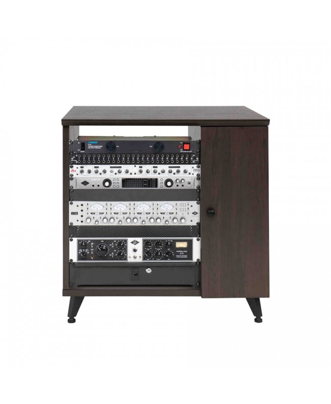 Gator Frameworks GFW-ELITESIDECAR-BRN Mobile rack sidecar cabinet in legno con finitura noce scuro Studio furniture