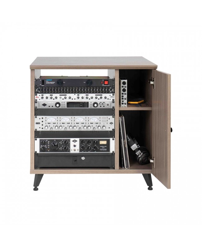 Gator Frameworks GFW-ELITESIDECAR-GRY Mobile rack sidecar cabinet in legno con finitura grigia Studiomöbel
