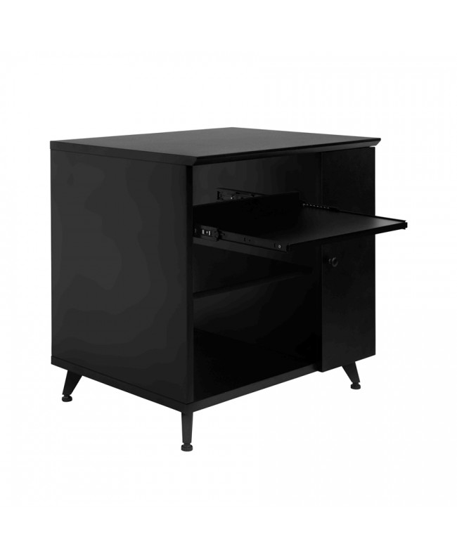 Gator Frameworks GFW-ELITESIDECAR-BLK Mobile rack sidecar cabinet in legno con finitura nera Studio furniture
