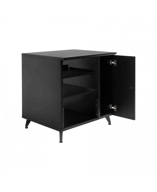 Gator Frameworks GFW-ELITESIDECAR-BLK Mobile rack sidecar cabinet in legno con finitura nera Studiomöbel
