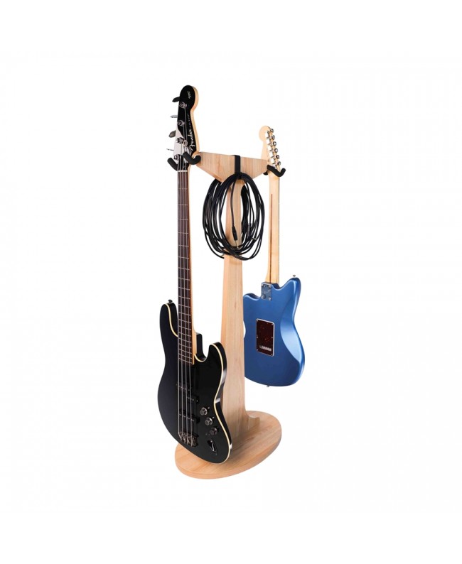 Gator Frameworks GFW-ELITEGTRHNGSTD-2X-MPL Stand appendi-chitarra doppio in finitura naturale acero opaco Studiomöbel