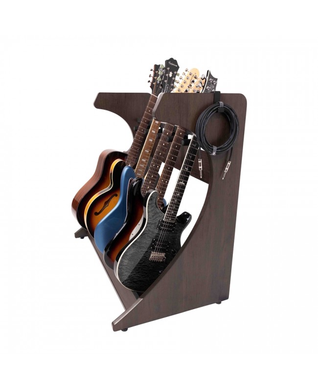 Gator Frameworks GFW-ELITEGTR5RK-BRN Rack per chitarre 5-7 posti in finitura noce scuro Studiomöbel