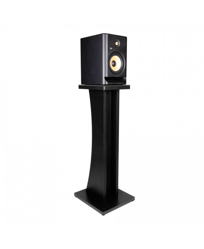 Gator Frameworks GFW-ELITESPKSTMN-BLK Coppia di supporti per monitor da studio in legno con finitura nera Studiomöbel