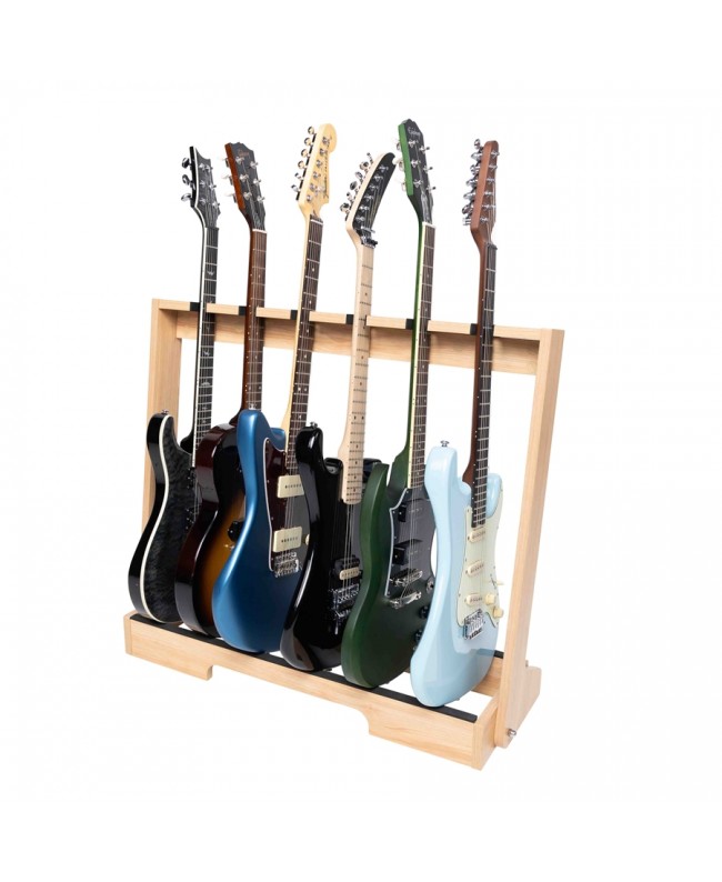 Gator Frameworks GFW-GTR-WD6RK-MPL Holzständer für 6 Gitarren mit natürlicher Ahornoberfläche Studiomöbel