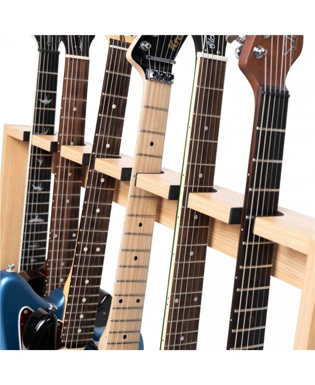Gator Frameworks GFW-GTR-WD6RK-MPL Holzständer für 6 Gitarren mit natürlicher Ahornoberfläche Studiomöbel