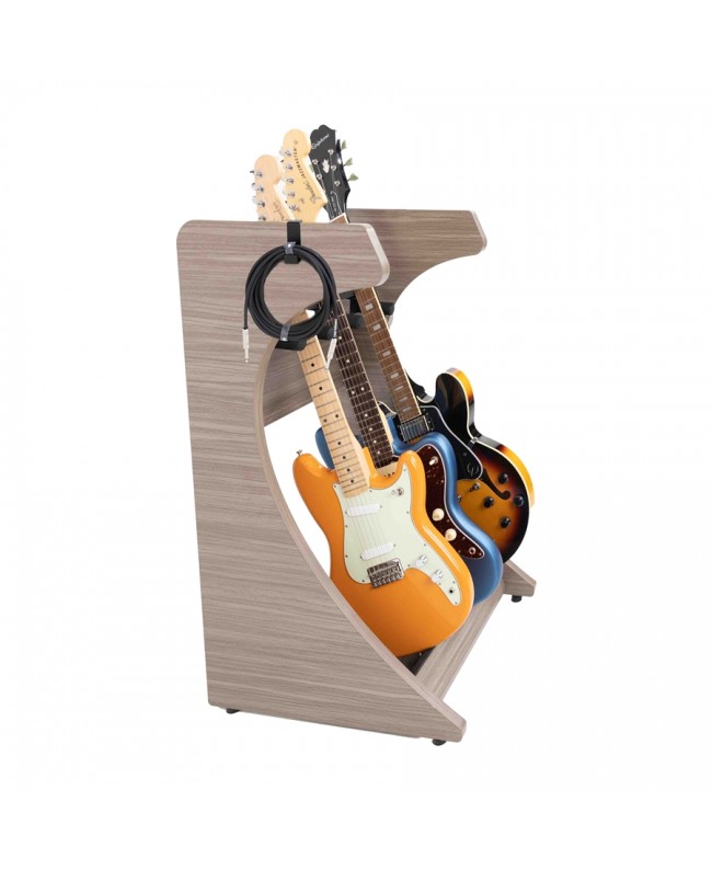 Gator Frameworks GFW-ELITEGTR3RK-GRY Rack per chitarre 3-4 posti in finitura grigio driftwood Studiomöbel