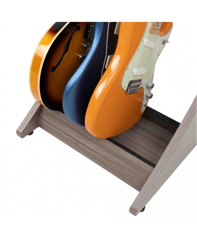 Gator Frameworks GFW-ELITEGTR3RK-GRY Rack per chitarre 3-4 posti in finitura grigio driftwood Studiomöbel