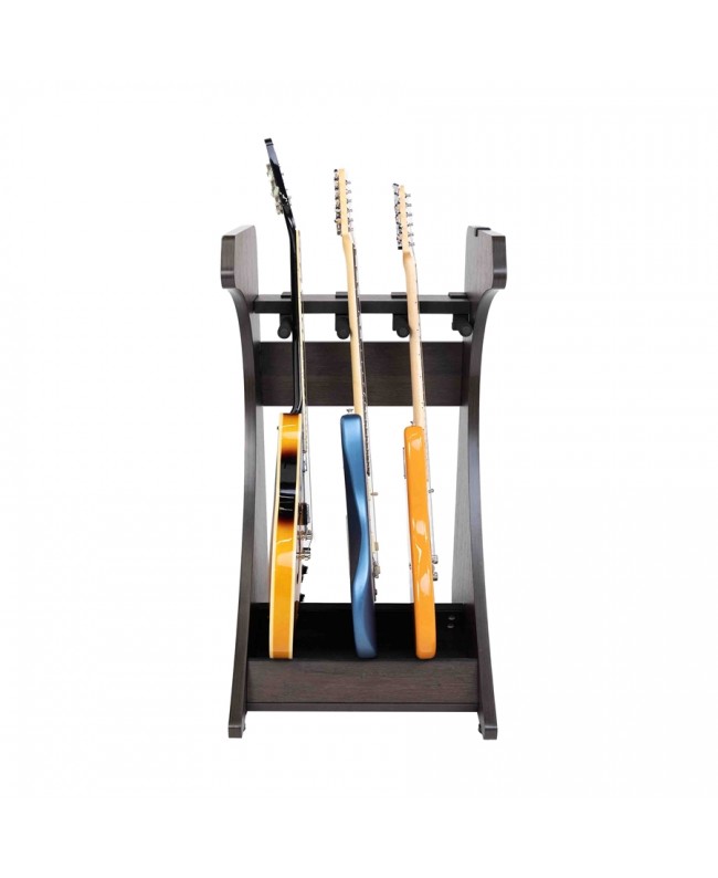 Gator Frameworks GFW-ELITEGTR3RK-BRN Rack per chitarre 3-4 posti in finitura noce scuro Studiomöbel
