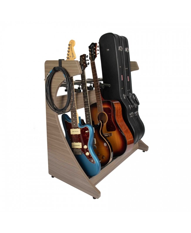 Gator Frameworks GFW-ELITEGTR5RK-GRY Rack per chitarre 5-7 posti in finitura grigio Driftwood Studiomöbel