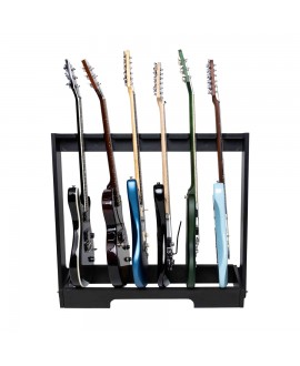 Gator Frameworks GFW-GTR-WD6RK-BLK Holzständer für 6 Gitarren mit schwarzem Finish Studiomöbel