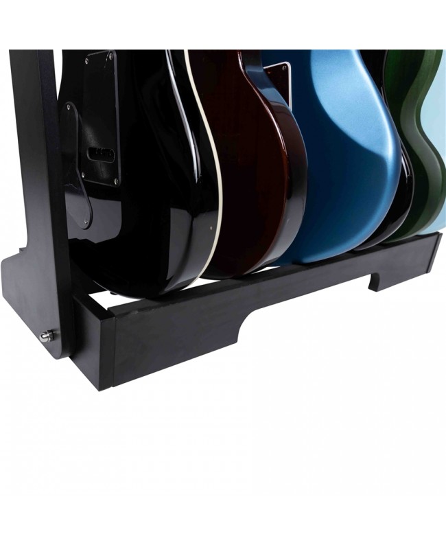 Gator Frameworks GFW-GTR-WD6RK-BLK Holzständer für 6 Gitarren mit schwarzem Finish Studiomöbel