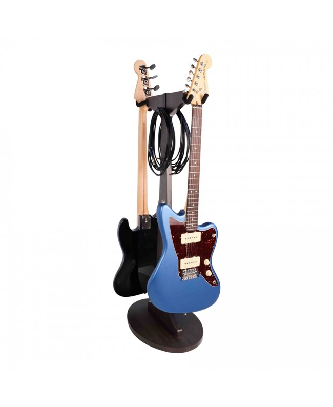 Gator Frameworks GFW-ELITEGTRHNGSTD-2X-BRN Stand appendi-chitarra doppio in finitura noce scuro Studio furniture