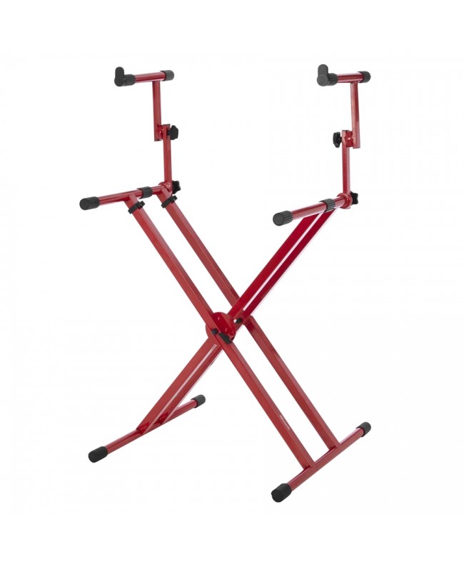 Gator Frameworks GFW-KEY-5100XRED Supporto per tastiera a doppio livello con struttura a X in colore rosso Supporti per tastiere