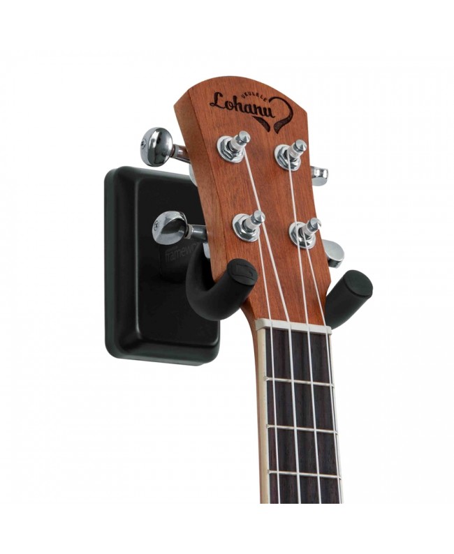 Gator Frameworks GFW-UKE-HNGRBLK Supporto da parete per ukulele e mandolino con piastra nera Supporti a muro